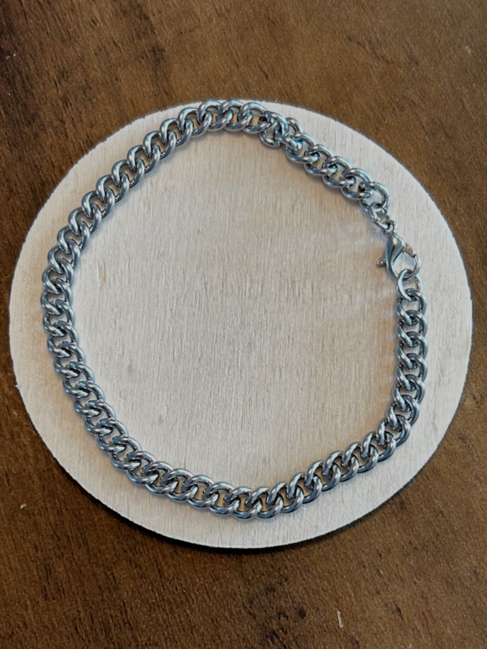 Polished Silver Curb Chain Bracelet